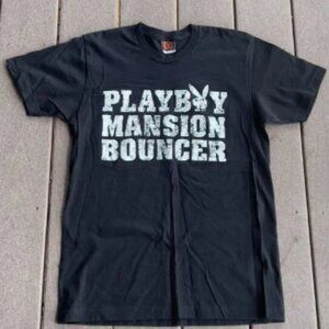 Vintage 90s Playboy Mansion Bouncer Bunny Black T-Shirt Made in USA Men's Medium